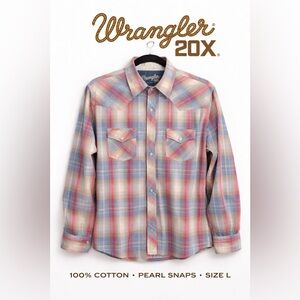 Wrangler Men's Casual Plaid Shirt - Blue, Red, Cream
